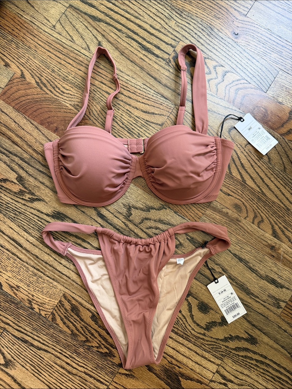 Shade & Shore Dusty Rose Ruched Bikini Set